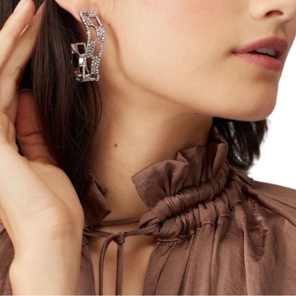 Alexis Bittar Encrusted Lattice Hoop Earrings - Picture 3 of 7
